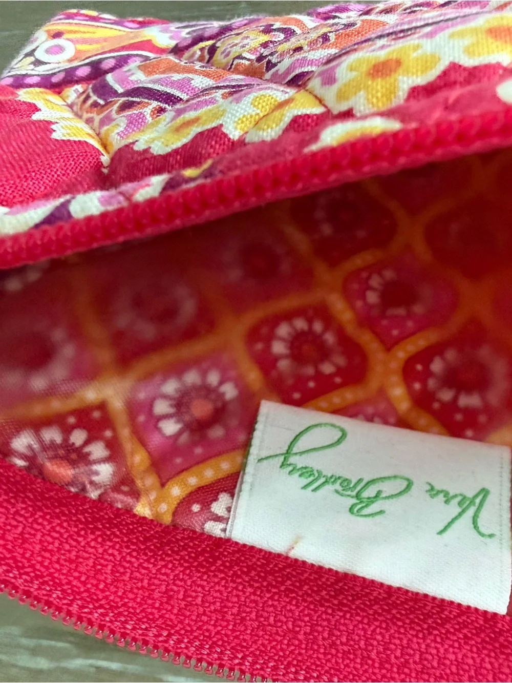 Vera Bradley Pink Paisley Quilted Zip Cosmetic Pouch